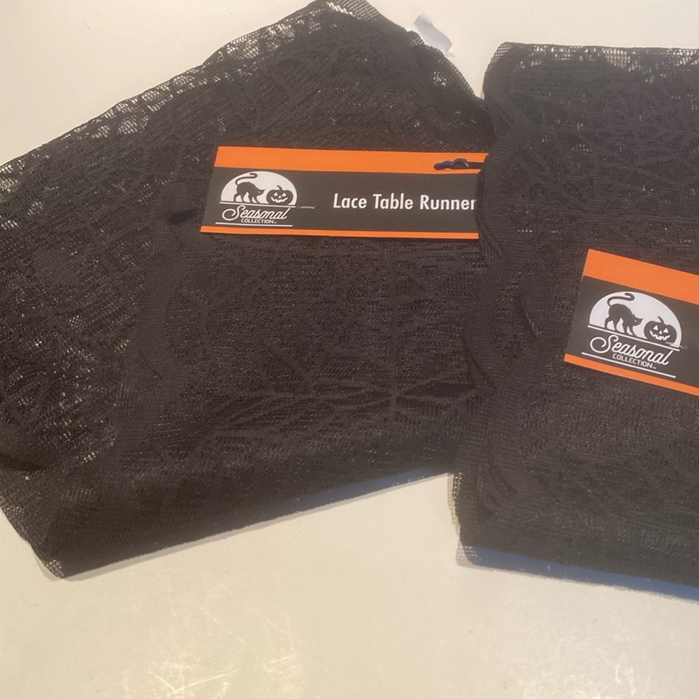 NWT Set of 2 Black Lace Table Runners